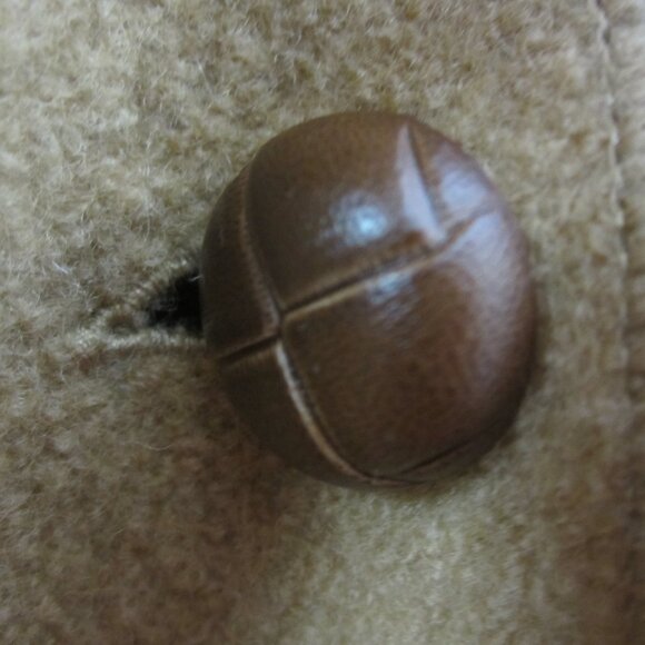 Vtg Lands End Women Plus 16 Beige Brown Ivory Boiled Wool Coat Jacket Pockets - Picture 8 of 12